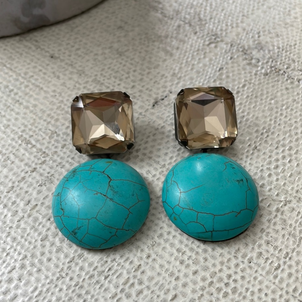 Costume Jewlery Earings with Jewl & real turquoise